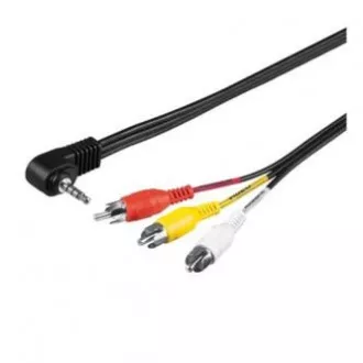 Audio/Video kabel Jack (3.5mm) samec - 3x CINCH samec, 1.5m, 4-pólovy jack 90°, černý, Logo blistr, DOPRODEJ Audio/Video kabel Jack (3.5mm) samec - 3x CINCH samec, 1.5m, 4-pólovy jack 90°, černý, Logo blistr, DOPRODEJ