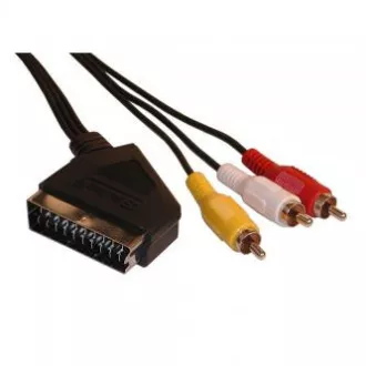 Video kabel SCART samec - 3x CINCH samec, 5m, černý, DOPRODEJ Video kabel SCART samec - 3x CINCH samec, 5m, černý, DOPRODEJ