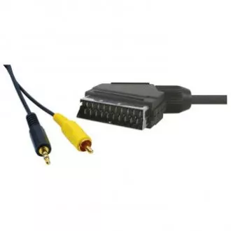 Video kabel SCART samec - CINCH samec + Jack (3.5mm) samec, 5m, černý, DOPRODEJ Video kabel SCART samec - CINCH samec + Jack (3.5mm) samec, 5m, černý, DOPRODEJ
