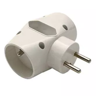 Rozbočovací zásuvka 240V, CEE7 (vidlice) - zásuvka 3x, 0.1m, 2x typ E,1x typ C, bílá, 3 zásuvky Rozbočovací zásuvka 240V, CEE7 (vidlice) - zásuvka 3x, 0.1m, 2x typ E,1x typ C, bílá, 3 zásuvky