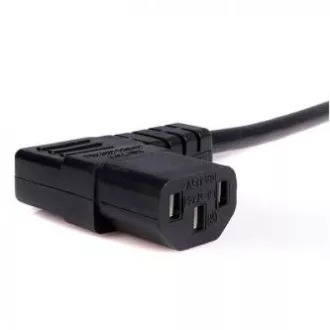 Síťový kabel 230V napájecí, CEE7 (vidlice) - C13, 2m, VDE approved, černý, Logo, lomený
