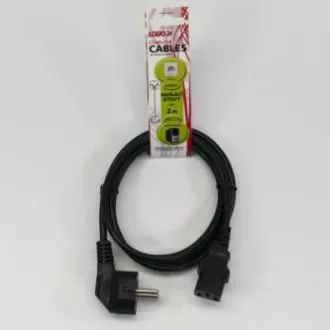 Síťový kabel 230V napájecí, CEE7 (vidlice) - C13, 2m, VDE approved, černý, Logo Síťový kabel 230V napájecí, CEE7 (vidlice) - C13, 2m, VDE approved, černý, Logo
