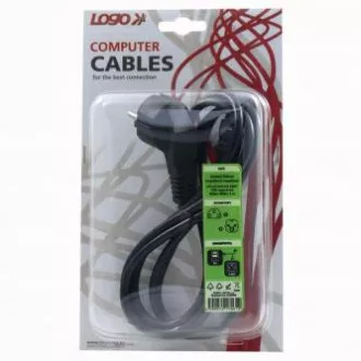 Síťový kabel 230V napájecí, CEE7 (vidlice) - C13, 2m, VDE approved, černý, Logo, blistr, DOPRODEJ Síťový kabel 230V napájecí, CEE7 (vidlice) - C13, 2m, VDE approved, černý, Logo, blistr, DOPRODEJ