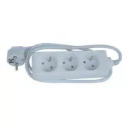 Síťový kabel 230V prodlužovací, CEE7 (vidlice) - zásuvka 3x, 3m, VDE approved, bílý, DOPRODEJ