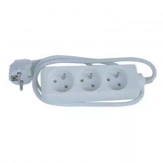 Síťový kabel 230V prodlužovací, CEE7 (vidlice) - zásuvka 3x, 3m, VDE approved, bílý, DOPRODEJ Síťový kabel 230V prodlužovací, CEE7 (vidlice) - zásuvka 3x, 3m, VDE approved, bílý, DOPRODEJ