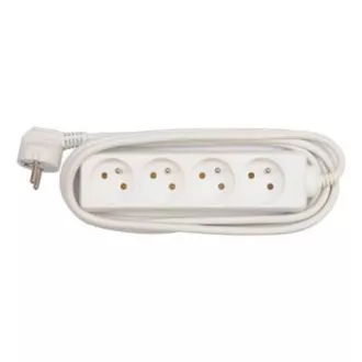 Síťový kabel 230V prodlužovací, CEE7 (vidlice) - zásuvka 4x, 3m, VDE approved, bílý, DOPRODEJ Síťový kabel 230V prodlužovací, CEE7 (vidlice) - zásuvka 4x, 3m, VDE approved, bílý, DOPRODEJ