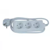 Síťový kabel 230V prodlužovací, CEE7 (vidlice) - zásuvka 3x, 10m, bílá, DOPRODEJ