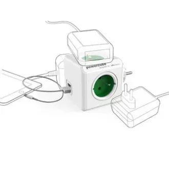 Rozbočovací zásuvka 240V, CEE7 (vidlice) - POWERCUBE, 0.1m, ORIGINAL USB, zelená, POWERCUBE, 4 zásuvky, 2xUSB porty Rozbočovací zásuvka 240V, CEE7 (vidlice) - POWERCUBE, 0.1m, ORIGINAL USB, zelená, POWERCUBE, 4 zásuvky, 2xUSB porty