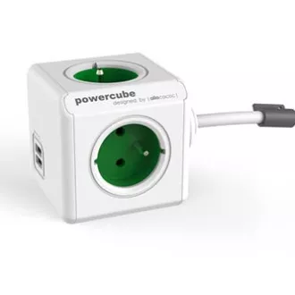 Síťový kabel 230V prodlužovací, CEE7 (vidlice) - POWERCUBE, 1.5m, EXTENDED USB, zelený, POWERCUBE, 4 zásuvky, 2xUSB port,dětská po Síťový kabel 230V prodlužovací, CEE7 (vidlice) - POWERCUBE, 1.5m, EXTENDED USB, zelený, POWERCUBE, 4 zásuvky, 2xUSB port,dětská po