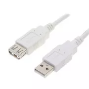 USB prodlužka (2.0), USB A samec - USB A samice, 0.3m, bílá
