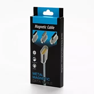 USB kabel s koncovkami (2.0), USB A samec - microUSB samec + Apple Lightning samec + USB C sam, 1m, kulatý, opletený, stříbrný, ma USB kabel s koncovkami (2.0), USB A samec - microUSB samec + Apple Lightning samec + USB C sam, 1m, kulatý, opletený, stříbrný, ma