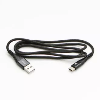 Logo USB kabel (2.0), USB A samec - USB C samec, 1m, 480 Mb/s, 5V/3A, černý, box, nylonové opletení, hliníkový kryt konektoru, DOP Logo USB kabel (2.0), USB A samec - USB C samec, 1m, 480 Mb/s, 5V/3A, černý, box, nylonové opletení, hliníkový kryt konektoru, DOP