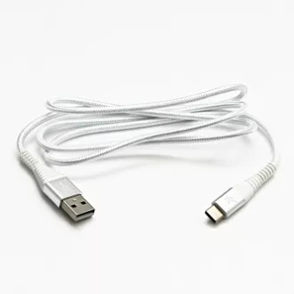 Logo USB kabel (2.0), USB A samec - USB C samec, 2m, 480 Mb/s, 5V/3A, bílý, box, nylonové opletení, hliníkový kryt konektoru, DOPR Logo USB kabel (2.0), USB A samec - USB C samec, 2m, 480 Mb/s, 5V/3A, bílý, box, nylonové opletení, hliníkový kryt konektoru, DOPR