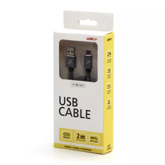 Logo USB kabel (3.2 gen 1), USB A samec - USB C samec, 2m, 5 Gb/s, 5V/2A, šedý, box, kovové opletení, hliníkový kryt konektoru, DO Logo USB kabel (3.2 gen 1), USB A samec - USB C samec, 2m, 5 Gb/s, 5V/2A, šedý, box, kovové opletení, hliníkový kryt konektoru, DO