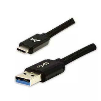 Logo USB kabel (3.2 gen 1), USB A samec - USB C samec, 2m, 5 Gb/s, 5V/3A, černý, box, nylonové opletení, hliníkový kryt konektoru, Logo USB kabel (3.2 gen 1), USB A samec - USB C samec, 2m, 5 Gb/s, 5V/3A, černý, box, nylonové opletení, hliníkový kryt konektoru,