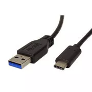 USB kabel (3.1), USB A samec - USB C samec, 2m, kulatý, černý, plastic bag, DOPRODEJ