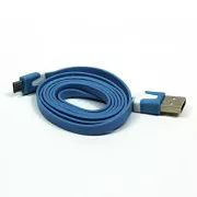 Logo USB kabel (2.0), USB A samec - microUSB samec, 1m, plochý, modrý, blistr, DOPRODEJ
