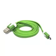 Logo USB kabel (2.0), USB A samec - microUSB samec, 1m, plochý, zelený, blistr, DOPRODEJ