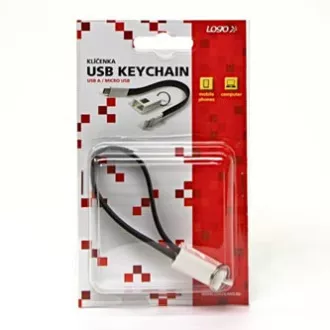 Logo USB kabel (2.0), USB A samec - microUSB samec, 0.2m, černý, blistr, klíčenka, DOPRODEJ Logo USB kabel (2.0), USB A samec - microUSB samec, 0.2m, černý, blistr, klíčenka, DOPRODEJ