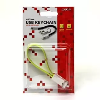 Logo USB kabel (2.0), USB A samec - microUSB samec, 0.2m, světle zelená, blistr, klíčenka, DOPRODEJ Logo USB kabel (2.0), USB A samec - microUSB samec, 0.2m, světle zelená, blistr, klíčenka, DOPRODEJ