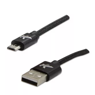 Logo USB kabel (2.0), USB A samec - microUSB samec, 1m, 480 Mb/s, 5V/2A, černý, box, nylonové opletení, hliníkový kryt konektoru, Logo USB kabel (2.0), USB A samec - microUSB samec, 1m, 480 Mb/s, 5V/2A, černý, box, nylonové opletení, hliníkový kryt konektoru,