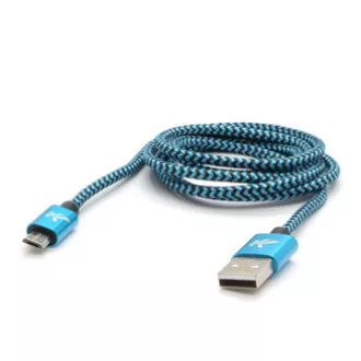 Logo USB kabel (2.0), USB A samec - microUSB samec, 1m, 480 Mb/s, 5V/2A, modrý, box, nylonové opletení, hliníkový kryt konektoru, Logo USB kabel (2.0), USB A samec - microUSB samec, 1m, 480 Mb/s, 5V/2A, modrý, box, nylonové opletení, hliníkový kryt konektoru,
