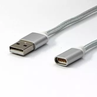 USB kabel (2.0), USB A samec - Magnetická koncovka, 1m, stříbrný, DOPRODEJ USB kabel (2.0), USB A samec - Magnetická koncovka, 1m, stříbrný, DOPRODEJ