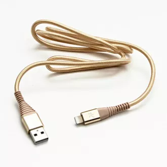 Logo USB kabel (2.0), USB A samec - Apple Lightning samec, 1m, MFi certifikace, 5V/2,4A, zlatý, box, nylonové opletení, hliníkový Logo USB kabel (2.0), USB A samec - Apple Lightning samec, 1m, MFi certifikace, 5V/2,4A, zlatý, box, nylonové opletení, hliníkový