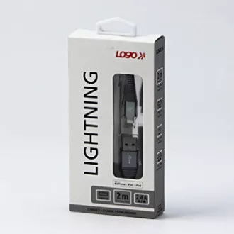 Logo USB kabel (2.0), USB A samec - Apple Lightning samec, 2m, MFi certifikace, 5V/2,4A, stříbrný, box, nylonové opletení, hliníko Logo USB kabel (2.0), USB A samec - Apple Lightning samec, 2m, MFi certifikace, 5V/2,4A, stříbrný, box, nylonové opletení, hliníko