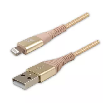 Logo USB kabel (2.0), USB A samec - Apple Lightning samec, 2m, MFi certifikace, 5V/2,4A, zlatý, box, nylonové opletení, hliníkový Logo USB kabel (2.0), USB A samec - Apple Lightning samec, 2m, MFi certifikace, 5V/2,4A, zlatý, box, nylonové opletení, hliníkový