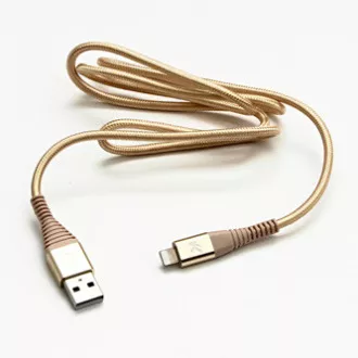 Logo USB kabel (2.0), USB A samec - Apple Lightning samec, 2m, MFi certifikace, 5V/2,4A, zlatý, box, nylonové opletení, hliníkový Logo USB kabel (2.0), USB A samec - Apple Lightning samec, 2m, MFi certifikace, 5V/2,4A, zlatý, box, nylonové opletení, hliníkový