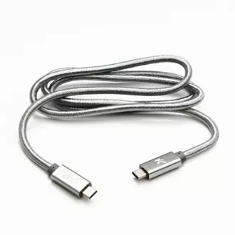Logo USB kabel (3.2 gen 2), USB C samec - USB C samec, 1m, Power Delivery 100W, 10 Gb/s, 20V/5A, stříbrný, box, nylonové opletení, Logo USB kabel (3.2 gen 2), USB C samec - USB C samec, 1m, Power Delivery 100W, 10 Gb/s, 20V/5A, stříbrný, box, nylonové opletení,