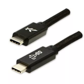 Logo USB kabel (3.2 gen 2), USB C samec - USB C samec, 1m, Power Delivery 100W, 10 Gb/s, 20V/5A, černý, box, nylonové opletení, hl Logo USB kabel (3.2 gen 2), USB C samec - USB C samec, 1m, Power Delivery 100W, 10 Gb/s, 20V/5A, černý, box, nylonové opletení, hl