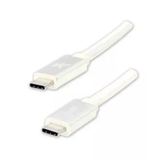 Logo USB kabel (3.2 gen 2), USB C samec - USB C samec, 1m, Power Delivery 100W, 10 Gb/s, 20V/5A, bílý, box, nylonové opletení, hli Logo USB kabel (3.2 gen 2), USB C samec - USB C samec, 1m, Power Delivery 100W, 10 Gb/s, 20V/5A, bílý, box, nylonové opletení, hli