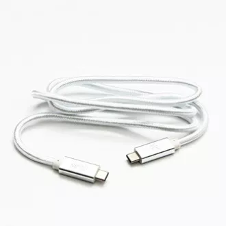 Logo USB kabel (3.2 gen 2), USB C samec - USB C samec, 1m, Power Delivery 100W, 10 Gb/s, 20V/5A, bílý, box, nylonové opletení, hli Logo USB kabel (3.2 gen 2), USB C samec - USB C samec, 1m, Power Delivery 100W, 10 Gb/s, 20V/5A, bílý, box, nylonové opletení, hli