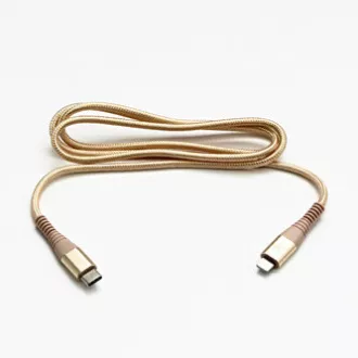Logo USB kabel (2.0), USB C samec - Apple Lightning samec, 1m, MFi certifikace, 5V/3A, zlatý, box, nylonové opletení, hliníkový kr Logo USB kabel (2.0), USB C samec - Apple Lightning samec, 1m, MFi certifikace, 5V/3A, zlatý, box, nylonové opletení, hliníkový kr