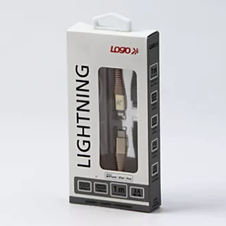 Logo USB kabel (2.0), USB C samec - Apple Lightning samec, 1m, MFi certifikace, 5V/3A, zlatý, box, nylonové opletení, hliníkový kr Logo USB kabel (2.0), USB C samec - Apple Lightning samec, 1m, MFi certifikace, 5V/3A, zlatý, box, nylonové opletení, hliníkový kr