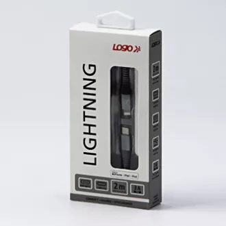 Logo USB kabel (2.0), USB C samec - Apple Lightning samec, 2m, MFi certifikace, 5V/3A, stříbrný, box, nylonové opletení, hliníkový Logo USB kabel (2.0), USB C samec - Apple Lightning samec, 2m, MFi certifikace, 5V/3A, stříbrný, box, nylonové opletení, hliníkový