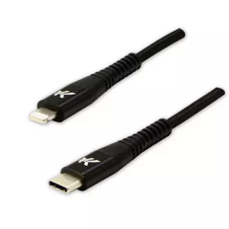 Logo USB kabel (2.0), USB C samec - Apple Lightning samec, 2m, MFi certifikace, 5V/3A, černý, box, nylonové opletení, hliníkový kr Logo USB kabel (2.0), USB C samec - Apple Lightning samec, 2m, MFi certifikace, 5V/3A, černý, box, nylonové opletení, hliníkový kr