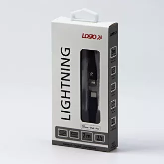 Logo USB kabel (2.0), USB C samec - Apple Lightning samec, 2m, MFi certifikace, 5V/3A, černý, box, nylonové opletení, hliníkový kr Logo USB kabel (2.0), USB C samec - Apple Lightning samec, 2m, MFi certifikace, 5V/3A, černý, box, nylonové opletení, hliníkový kr