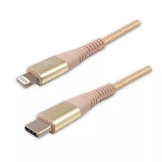 Logo USB kabel (2.0), USB C samec - Apple Lightning samec, 2m, MFi certifikace, 5V/3A, zlatý, box, nylonové opletení, hliníkový kr Logo USB kabel (2.0), USB C samec - Apple Lightning samec, 2m, MFi certifikace, 5V/3A, zlatý, box, nylonové opletení, hliníkový kr