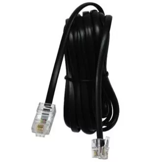 Telefonní kabel 4 žíly, RJ11 samec - RJ45 samec, 3 m, plochý, černý, pro ADSL modem, economy Telefonní kabel 4 žíly, RJ11 samec - RJ45 samec, 3 m, plochý, černý, pro ADSL modem, economy