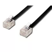 Telefonní kabel 4 žíly, RJ11 samec - RJ11 samec, 3 m, černý, pro ADSL modem, economy, DOPRODEJ