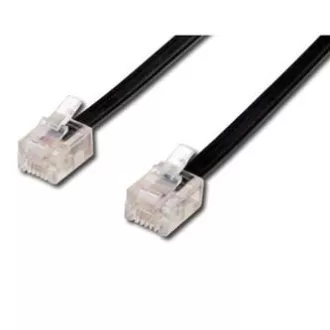 Telefonní kabel 4 žíly, RJ11 samec - RJ11 samec, 3 m, černý, pro ADSL modem, economy, DOPRODEJ Telefonní kabel 4 žíly, RJ11 samec - RJ11 samec, 3 m, černý, pro ADSL modem, economy, DOPRODEJ