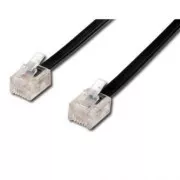 Telefonní kabel 4 žíly, RJ11 samec - RJ11 samec, 10 m, černý, pro ADSL modem, economy, DOPRODEJ
