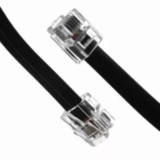 Telefonní kabel 4 žíly, RJ11 samec - RJ11 samec, 10 m, černý, pro ADSL modem, economy, DOPRODEJ Telefonní kabel 4 žíly, RJ11 samec - RJ11 samec, 10 m, černý, pro ADSL modem, economy, DOPRODEJ