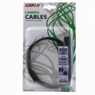 Logo USB kabel (2.0), USB A samec - 8-pin samec, 31179, 1.8m, černý, blistr, MINOLTA, DOPRODEJ
