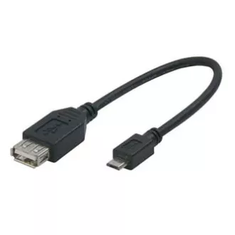 USB kabel (2.0), microUSB samec - USB A samice, 0.2m, OTG, černý, DOPRODEJ USB kabel (2.0), microUSB samec - USB A samice, 0.2m, OTG, černý, DOPRODEJ