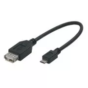 Logo USB kabel (2.0), microUSB samec - USB A samice, 0.2m, OTG, černý, DOPRODEJ