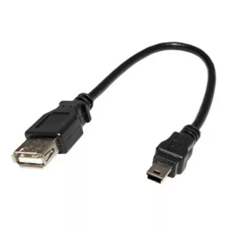 USB kabel (2.0), miniUSB samec - USB A samice, 0.2m, černý, DOPRODEJ USB kabel (2.0), miniUSB samec - USB A samice, 0.2m, černý, DOPRODEJ